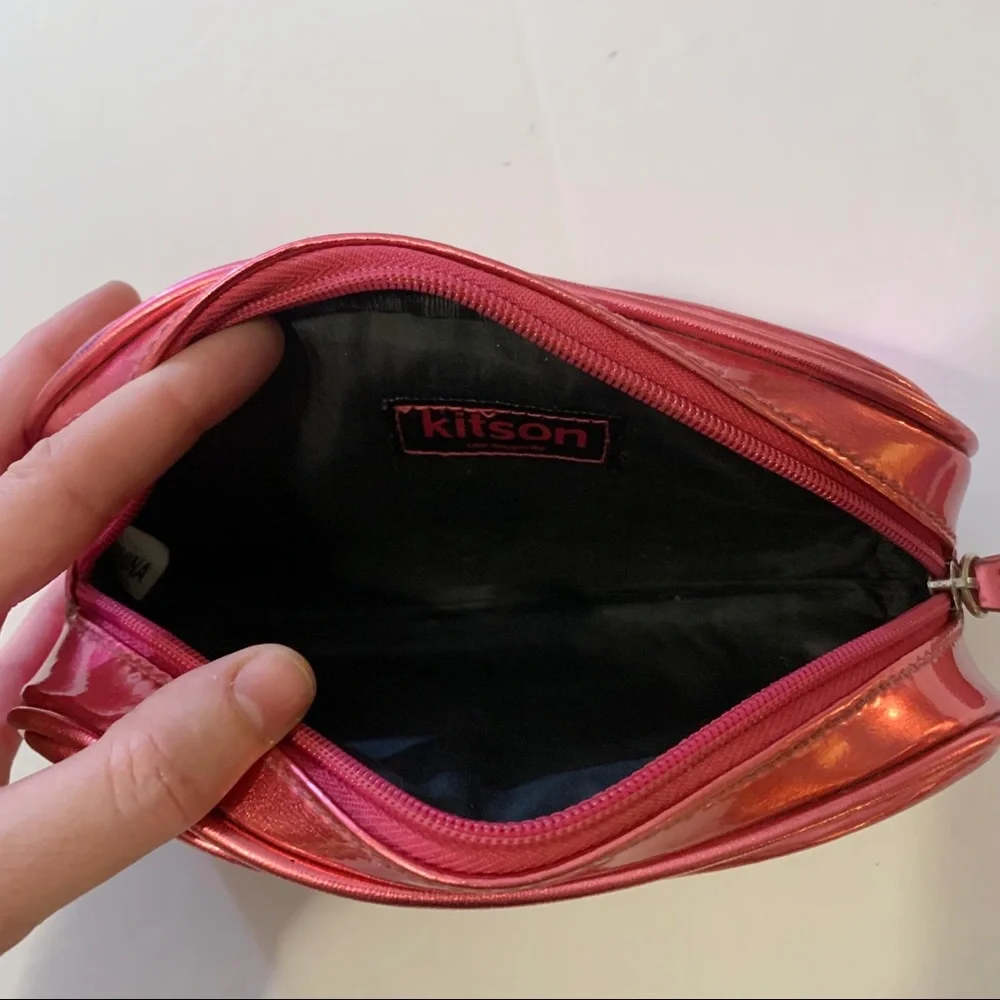 Kitson Pink Metallic Makeup Bag